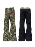 DETW Retro Double Leopard Print Micro-stack Visual Jeans