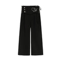 COSTUSTOOT Black Faux Layered Detachable Skirt Pants