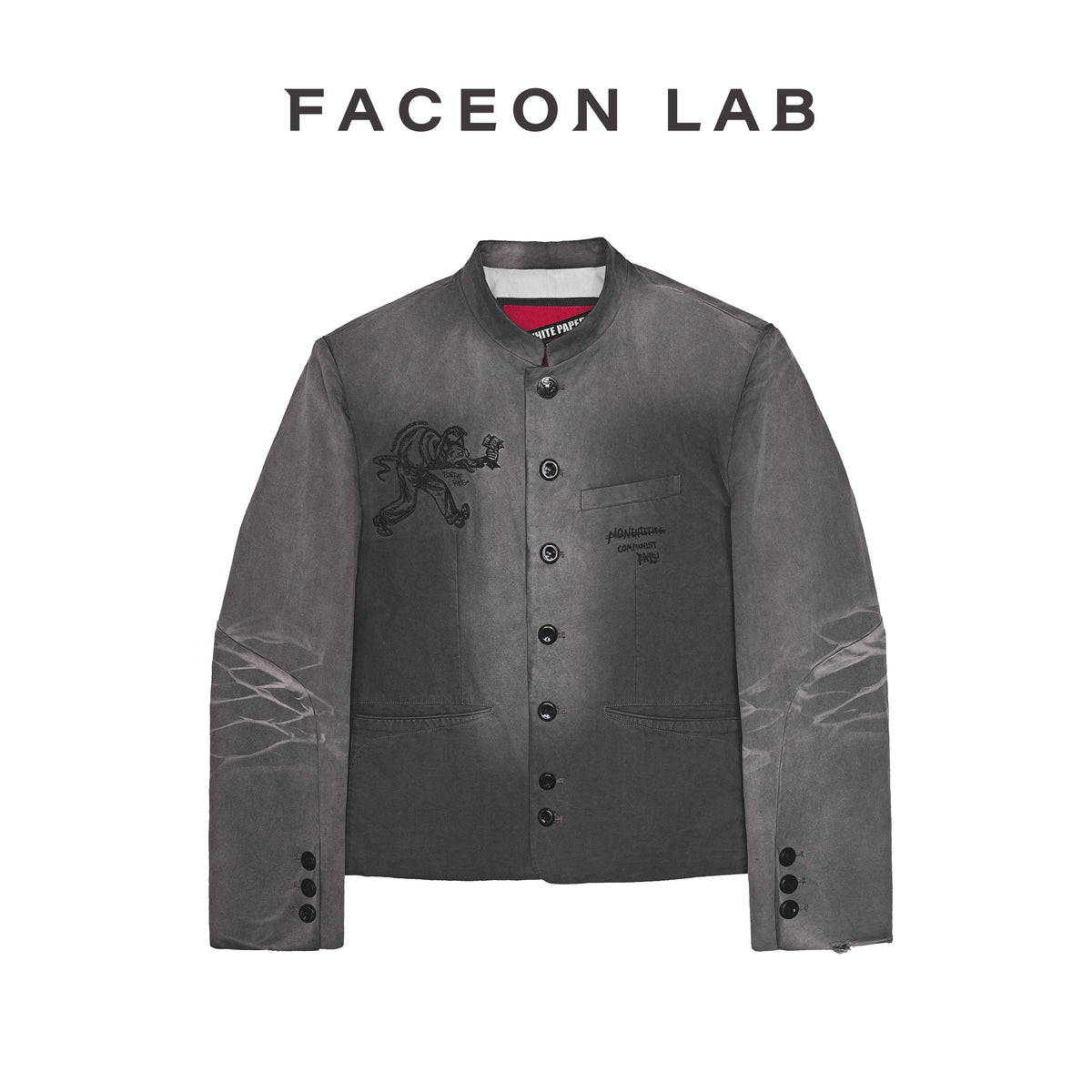 FACEON LAB x White Paper Band Washed Embroidered Jacket