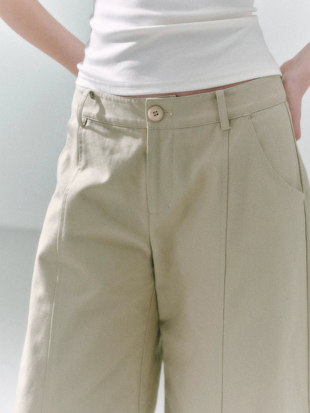 LOST FOREST Khaki Wide-Leg Trousers