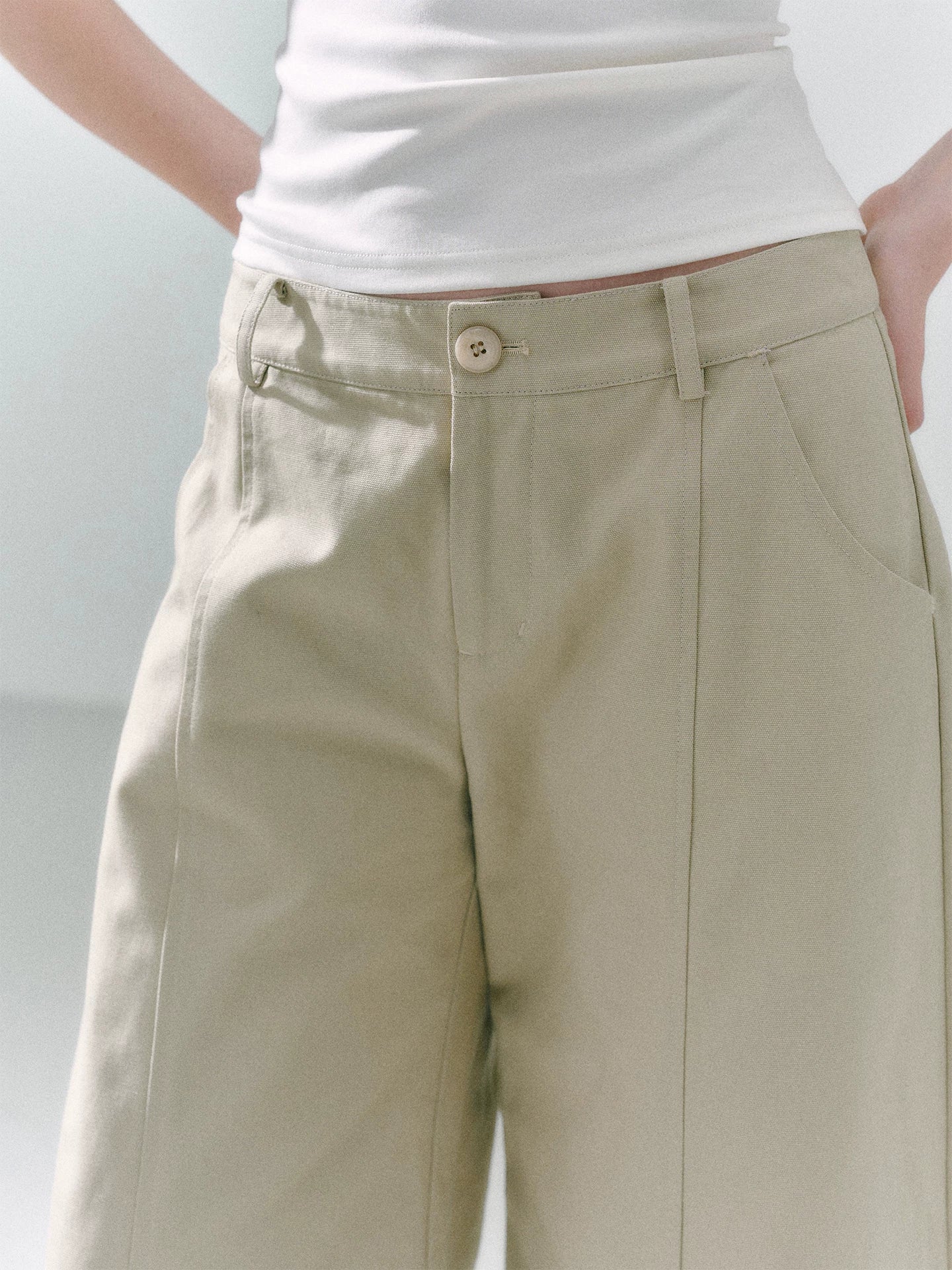 LOST FOREST Khaki Wide-Leg Trousers