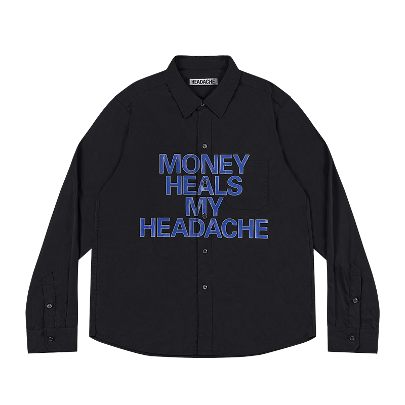 HEADACHE Slogan Bold Print Long-Sleeve Tee