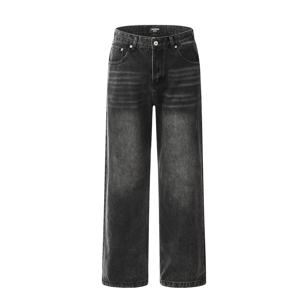 11KN  washed old straight drape Jeans