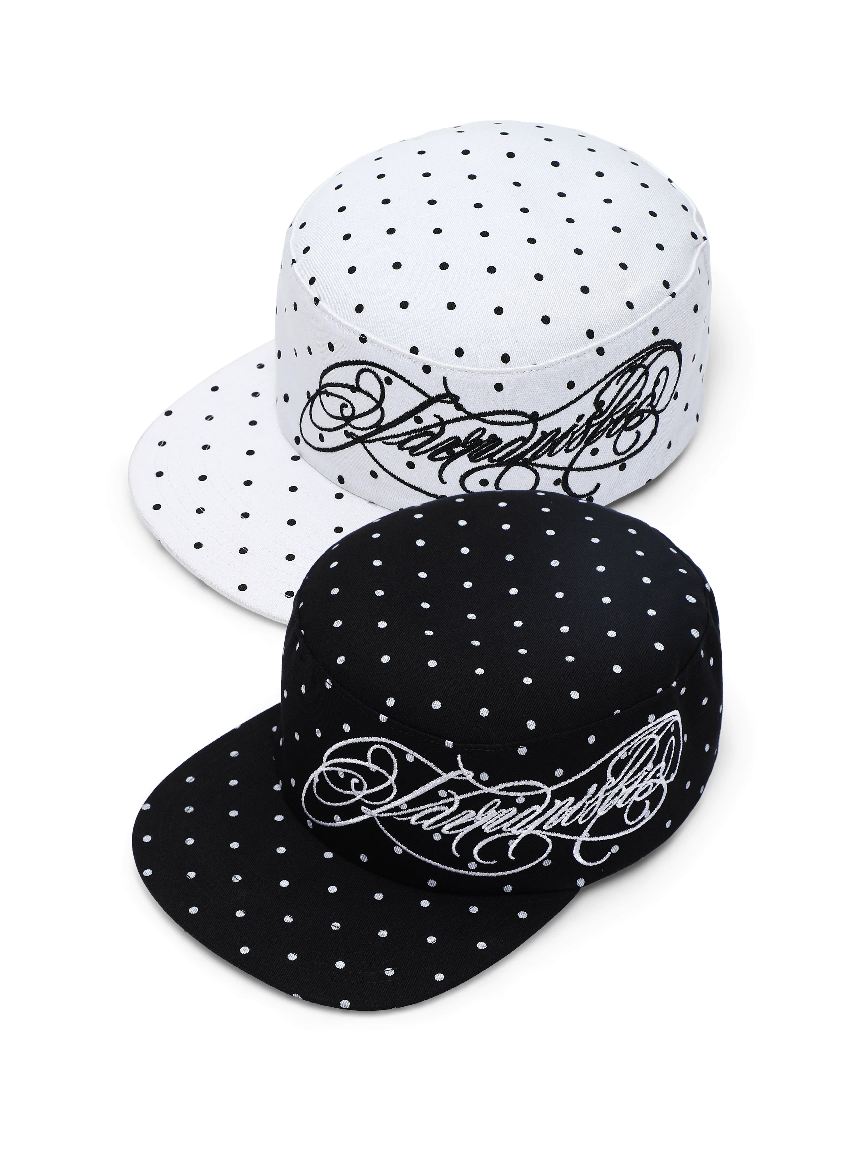 KARMANISTIC Polka Dot Letter Embroidered Flat-Brim Cap