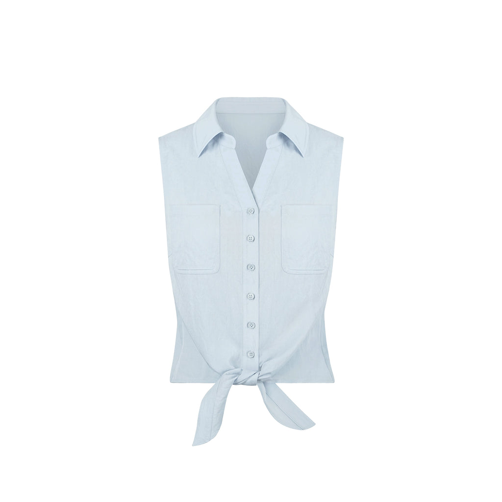 Jim Kennet Vintage Tie Sleeveless Short Shirt