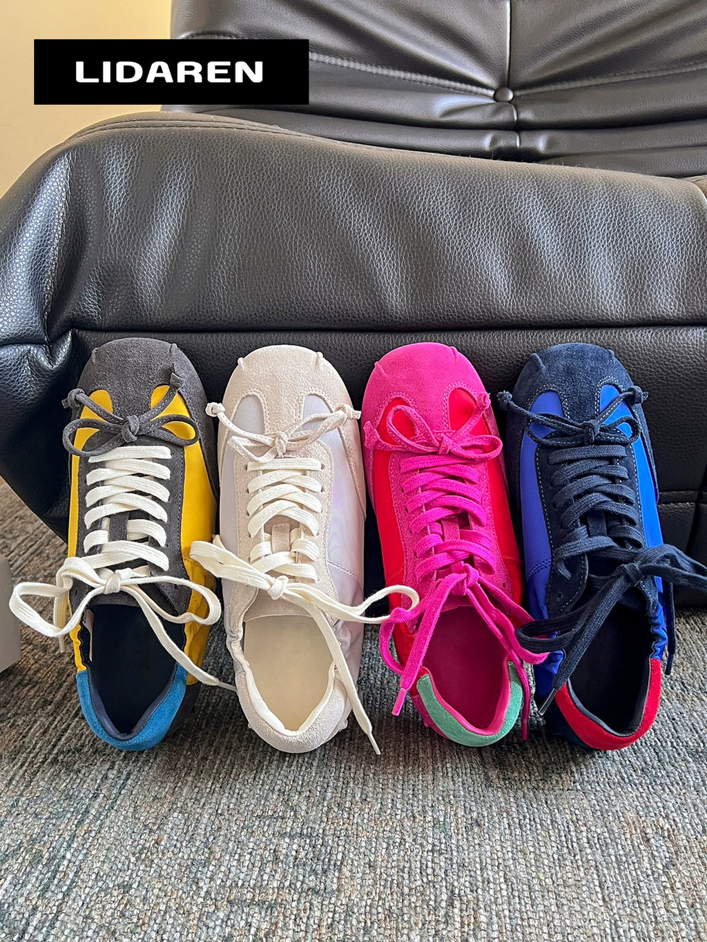Lidaren Produced Leather Lace-Up Ballet Sneaker