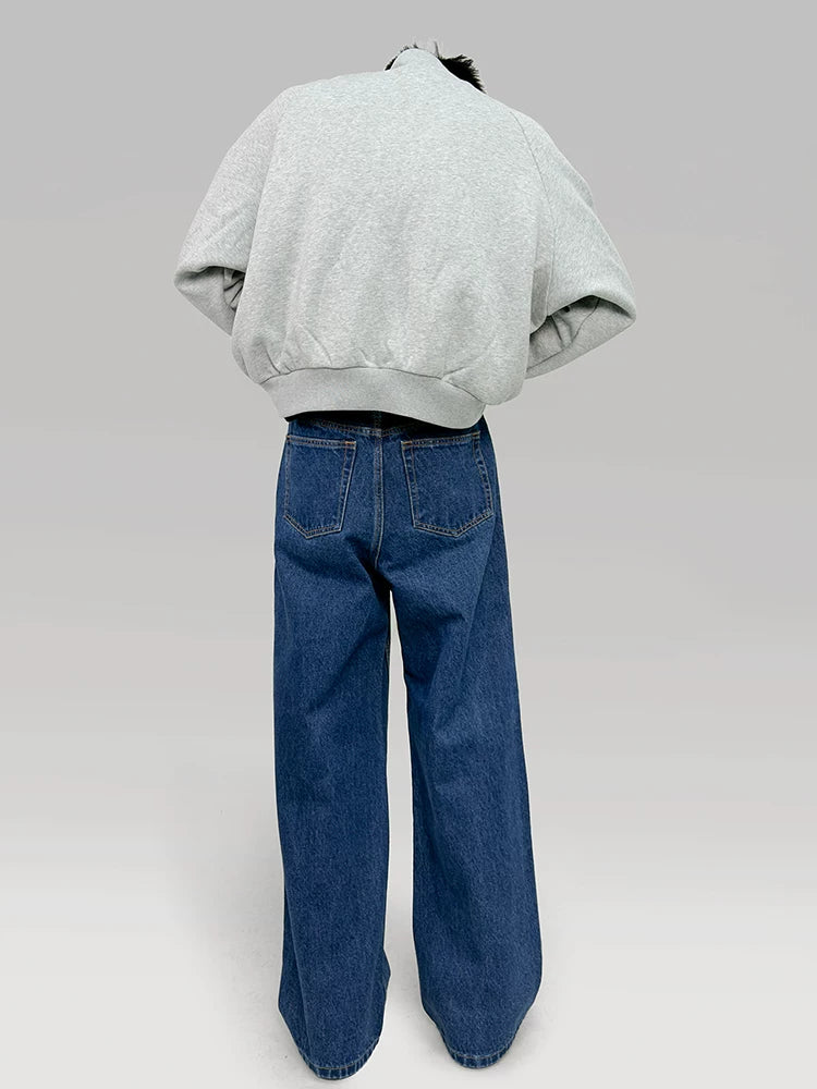 PLUS NO LOGO Washed High-Waist Loose Straight-Leg Jeans