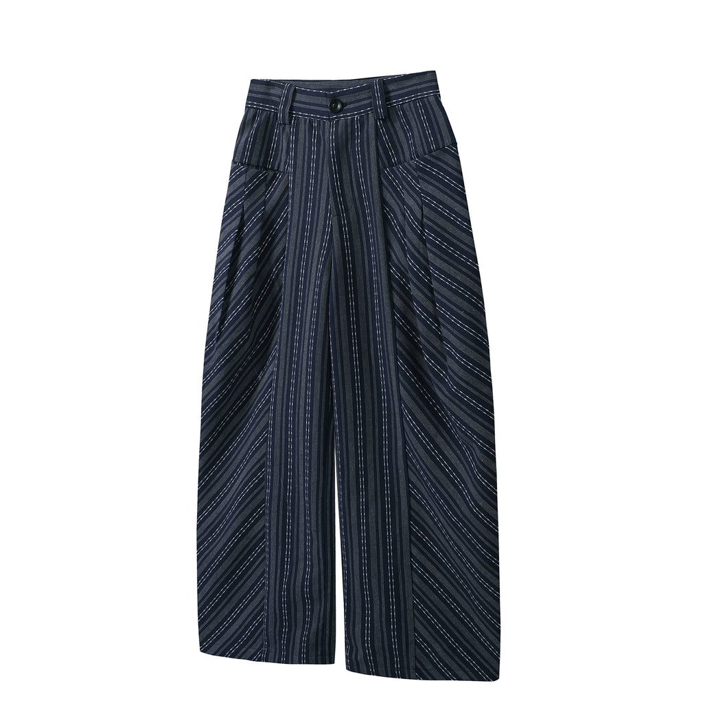 TZ Killer Versatile Loose Striped Pleated Trousers
