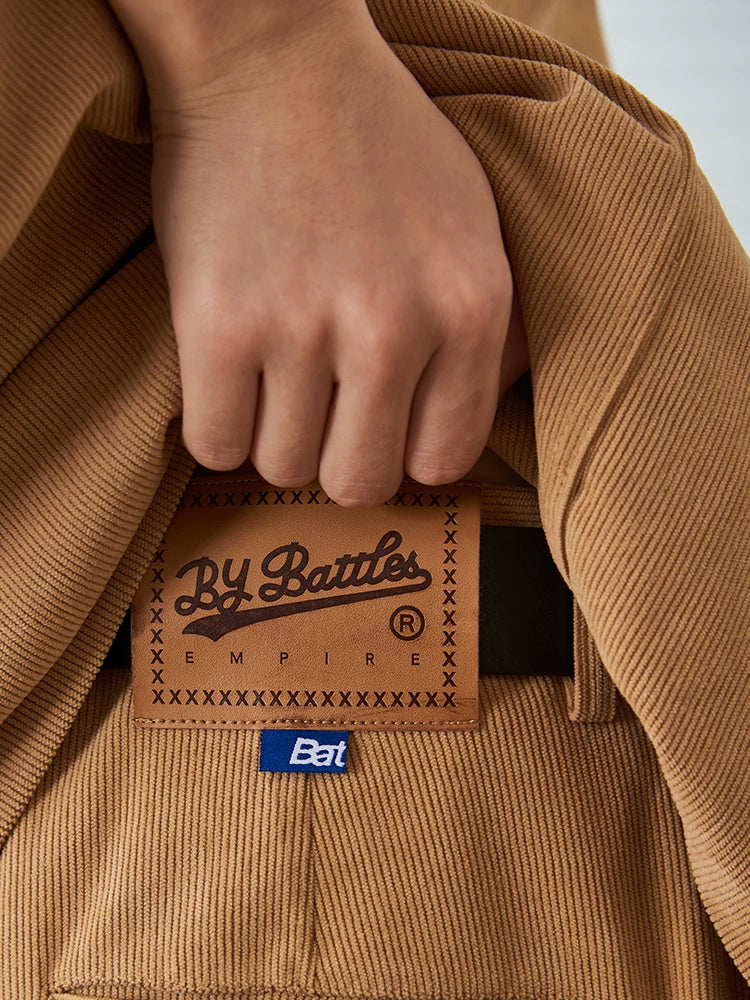 Battles Corduroy Embroidered Loose Shorts
