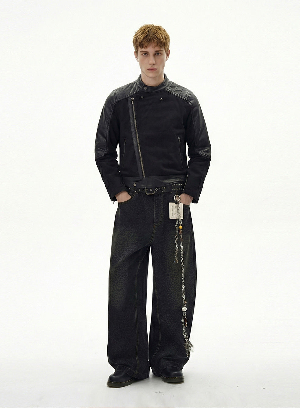 MADEEXTREME Vintage Stitched Short Leather Jacket
