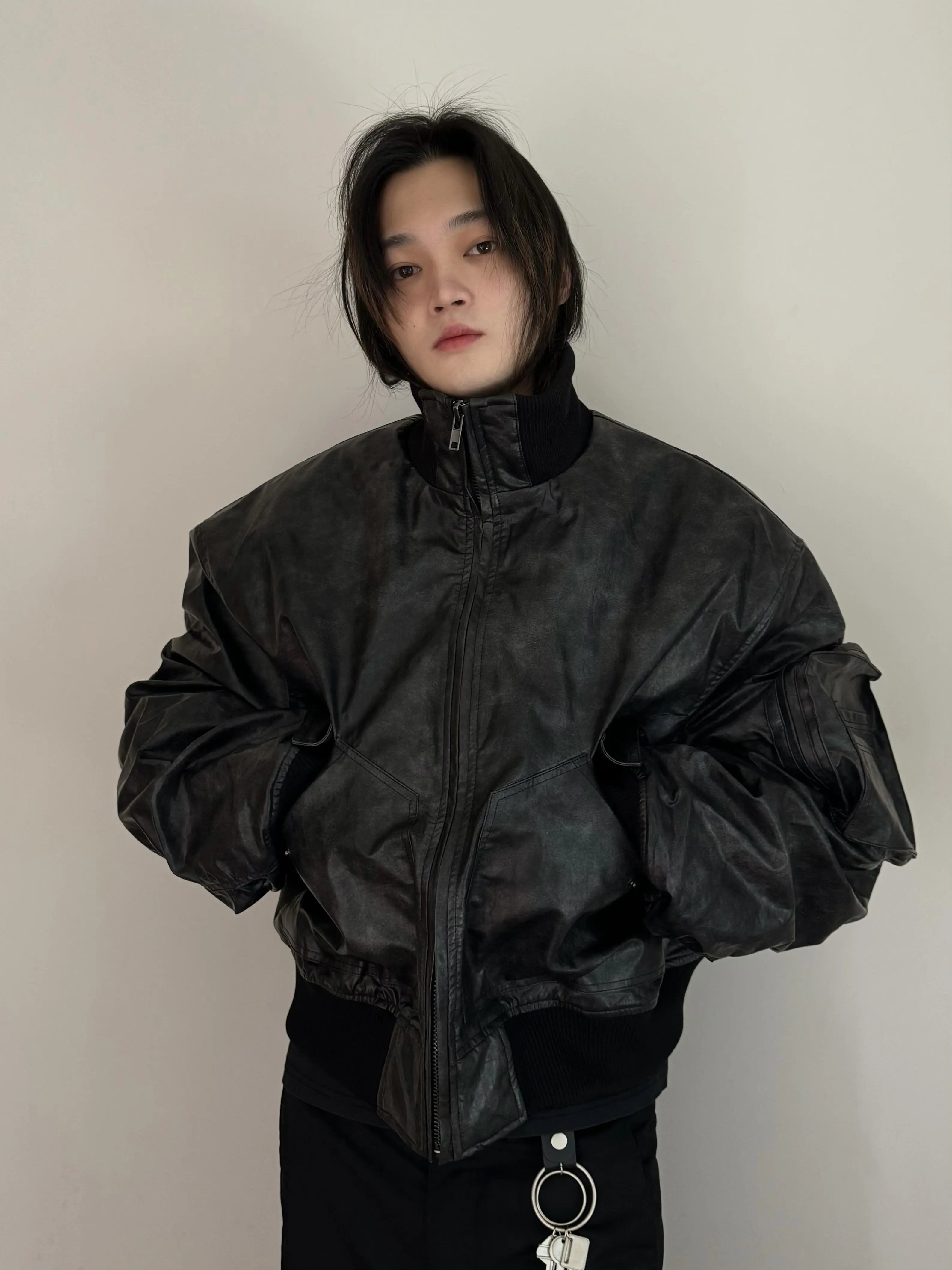 URRRGE Retro Short High-end Leather Jacket