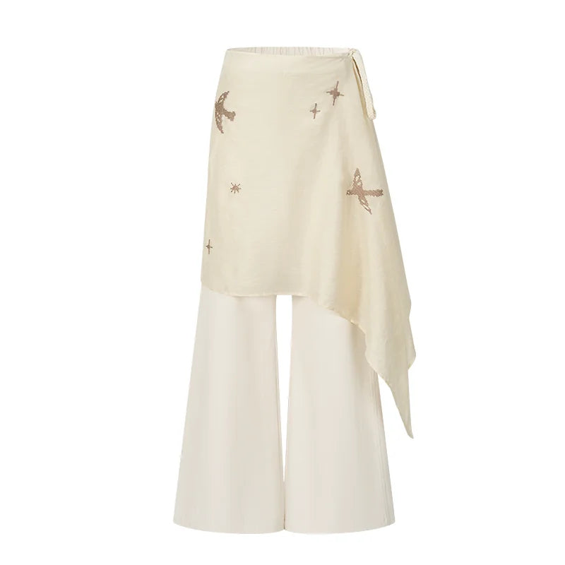AnnoMundi Embroidered Wrap Wide-Leg Trousers