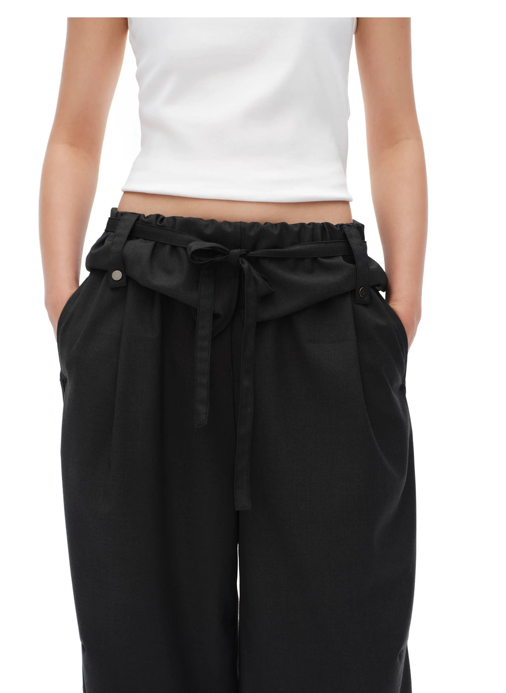 Oinimi Waist Head Loose Drape Strap Wide Leg Slacks