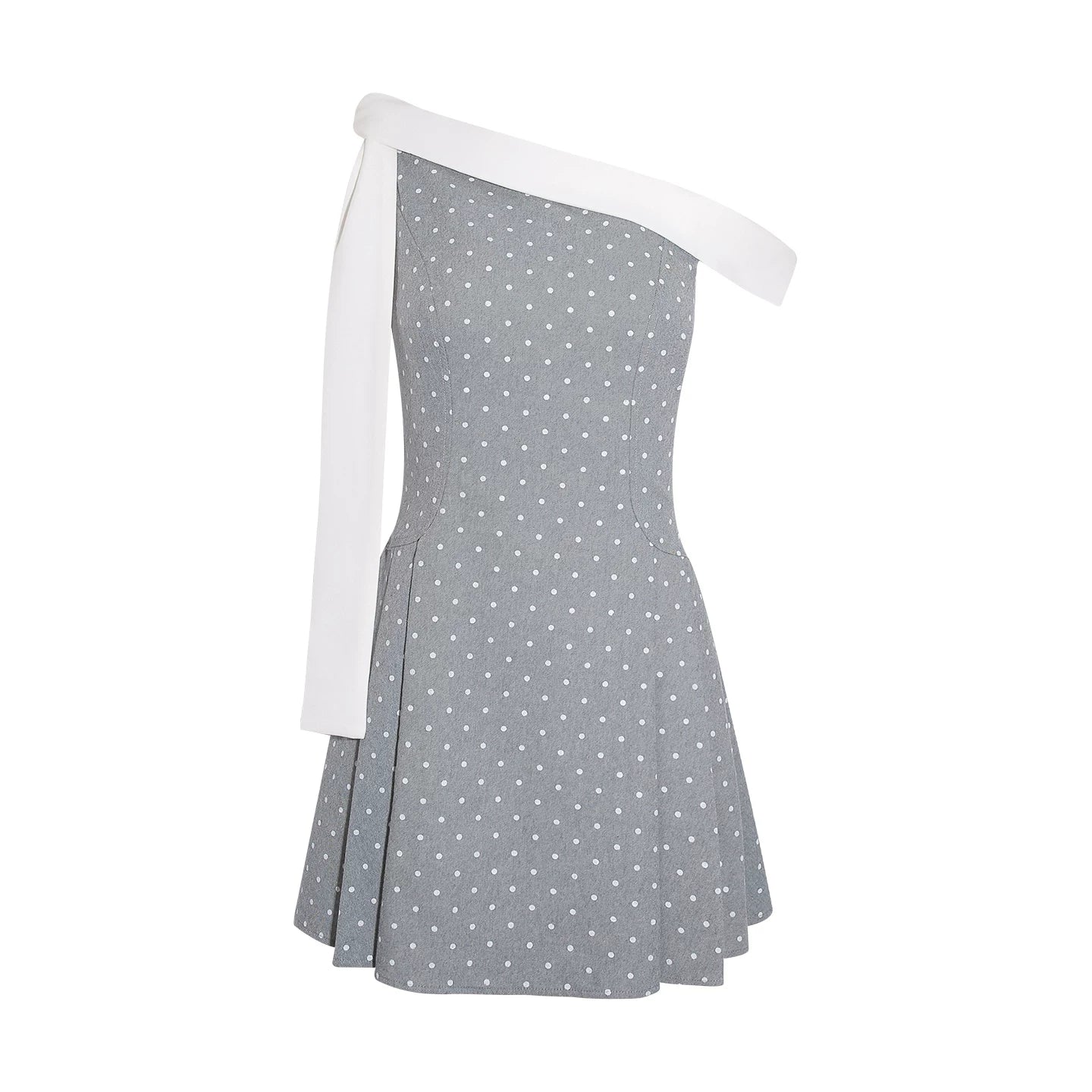 Wildberry Slanted Shoulder Polka Dot Dress