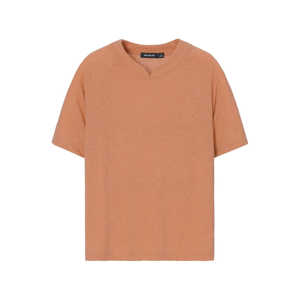 Unvesno Relaxed Raglan V-Neck Linen Tee