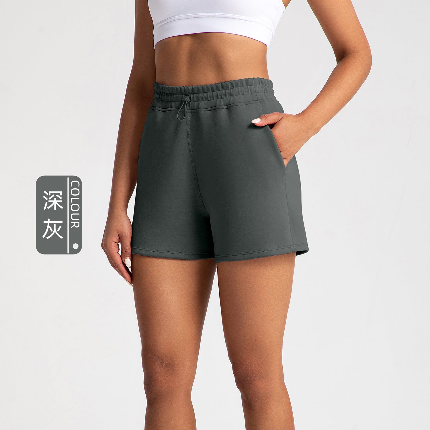 Athena Lulu High Waist Adjustment Buckle Fitness Yoga Shorts