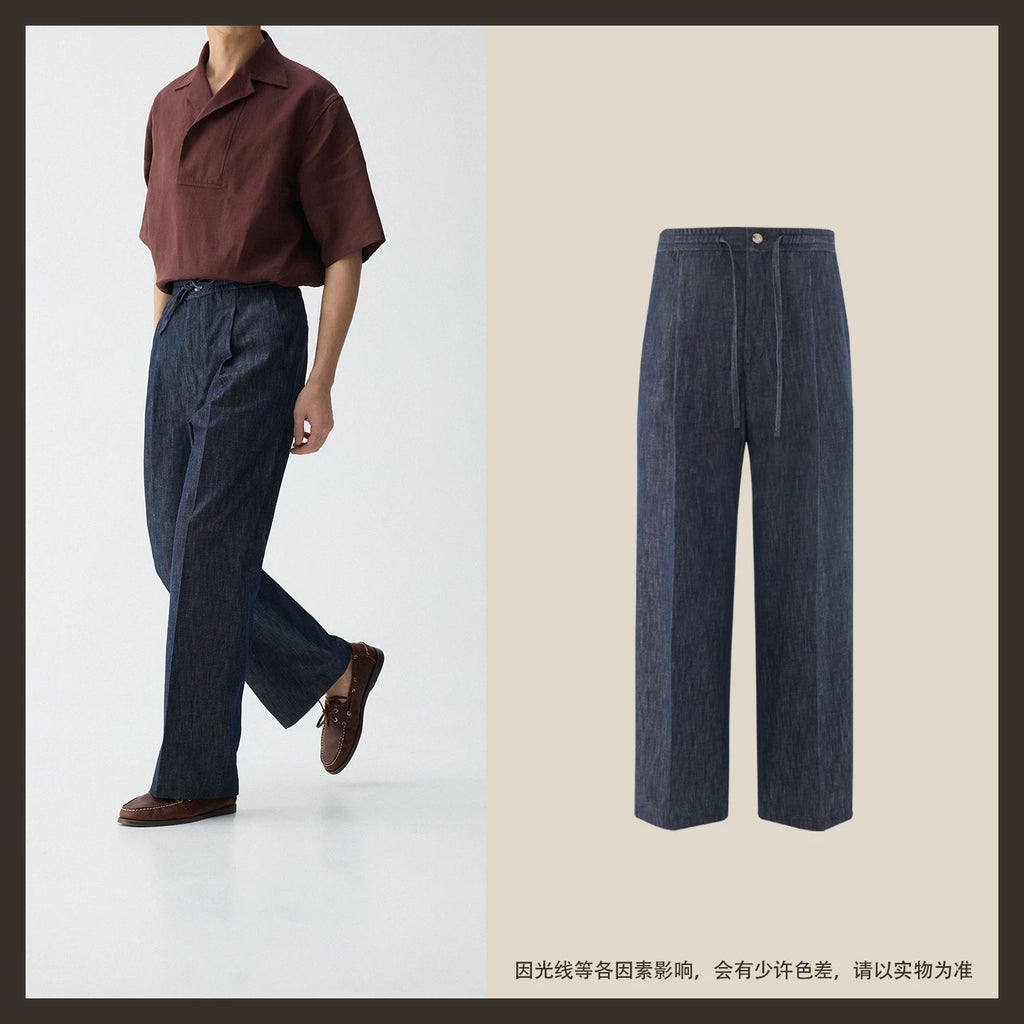 CULTUM Cotton-Linen Breathable High-Waist Wide-Leg Pants