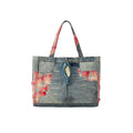 YADcrew Faux Denim 3D-Printed Patchwork Large Tote Bag