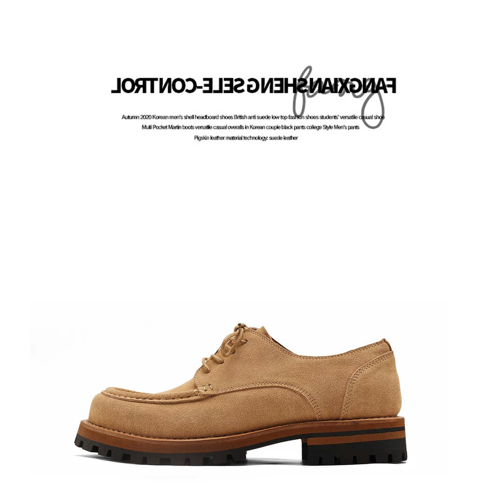 Fangsanhuo Suede Lace-Up Platform Derby