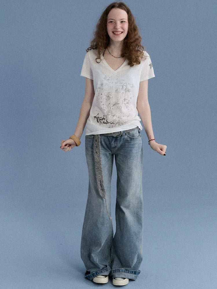 Achihara Beach Low-Rise Washed Wide-Leg Jeans