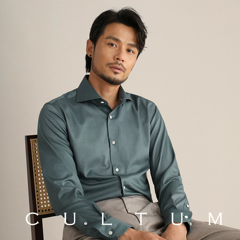 CULTUM Windsor Collar Slim Fit Long-Sleeve Dress Shirt