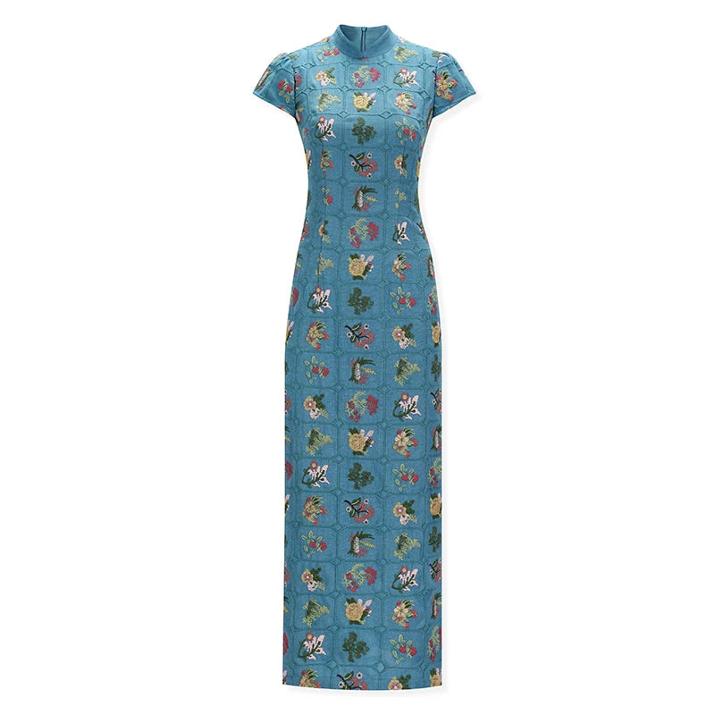ZIHE Floral Embroidered Pinched Waist Dress