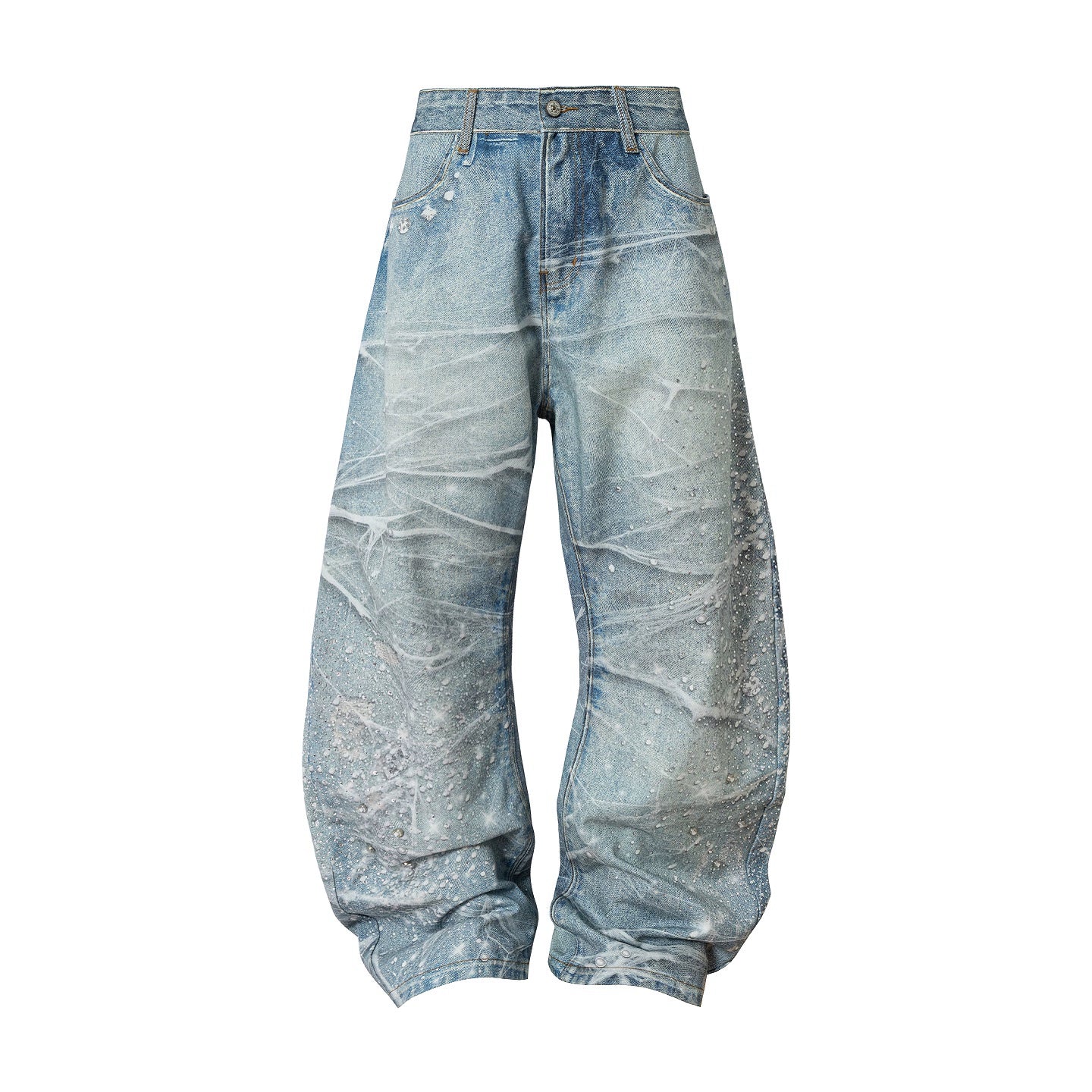 YADcrew Hot Diamond Nail Drill Retro Ink Splashing Jeans