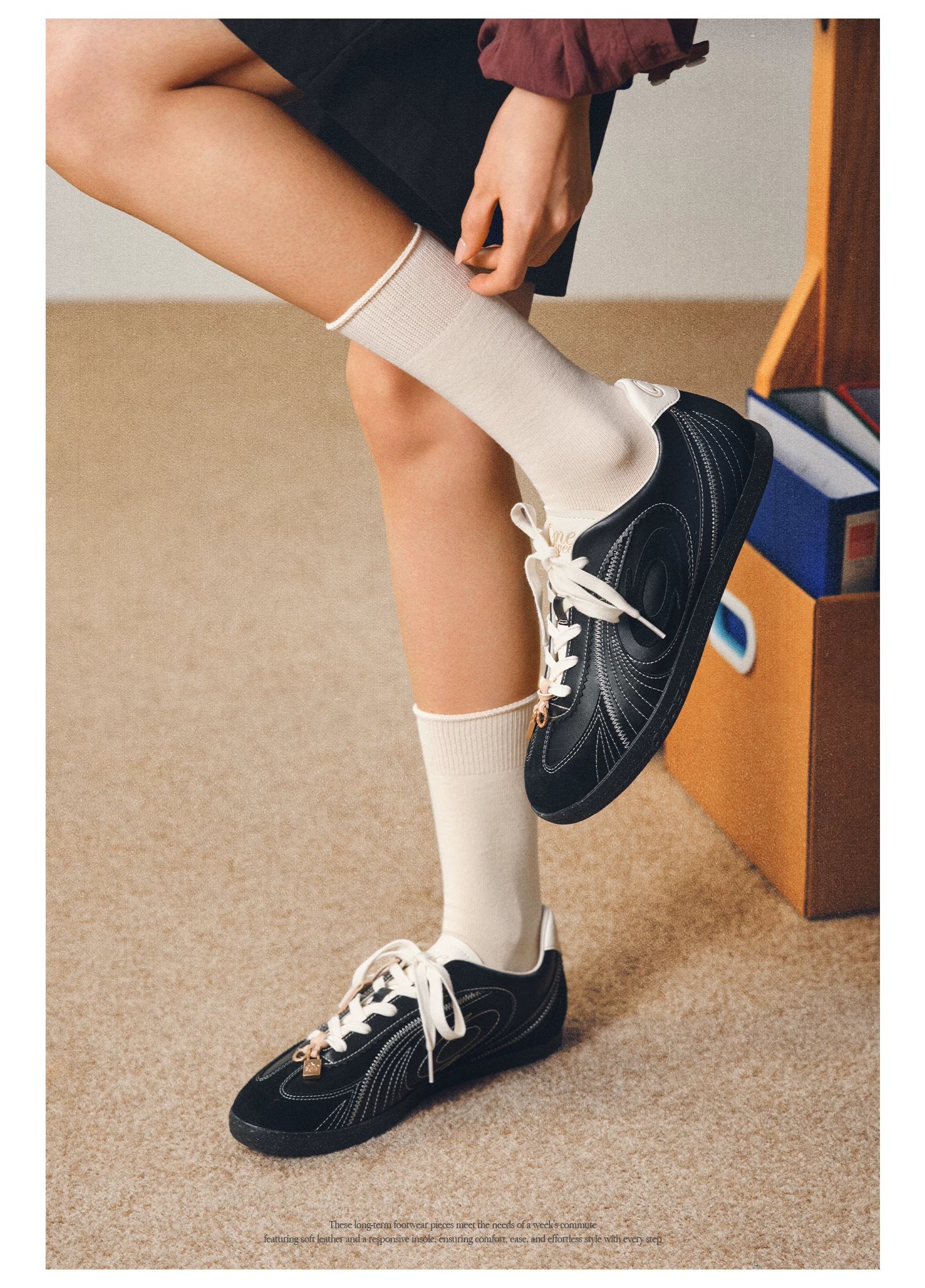 OLD ORDER Leather Lace-Up Retro Trainer
