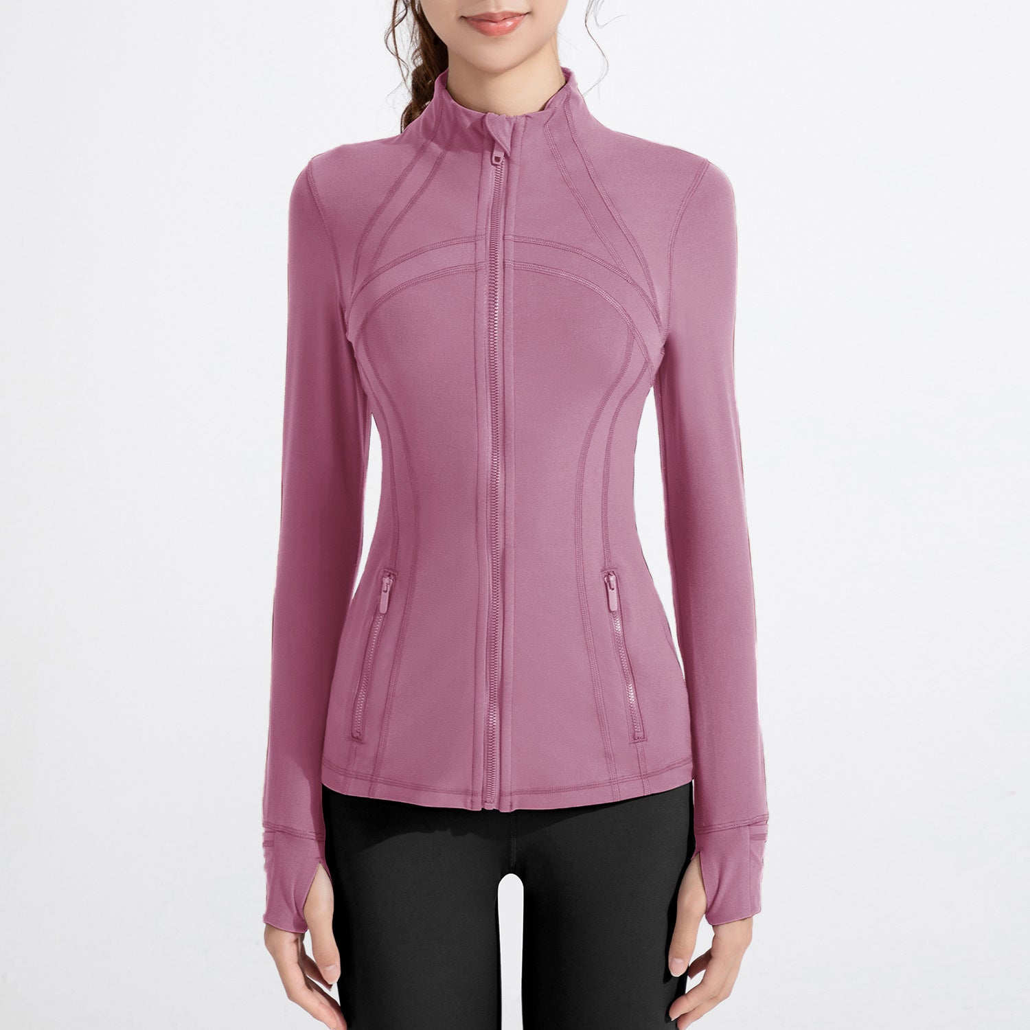 Athena Lulu Stand-up Collar Blazer Long-sleeved Zip-up Jacket