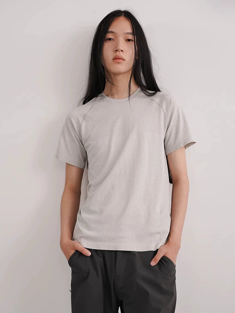 NO LOGO Quick Drying Seamless Jacquard Sports Slim Tee