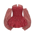 MAMC Striped Shirred Strapless Bubble Dress
