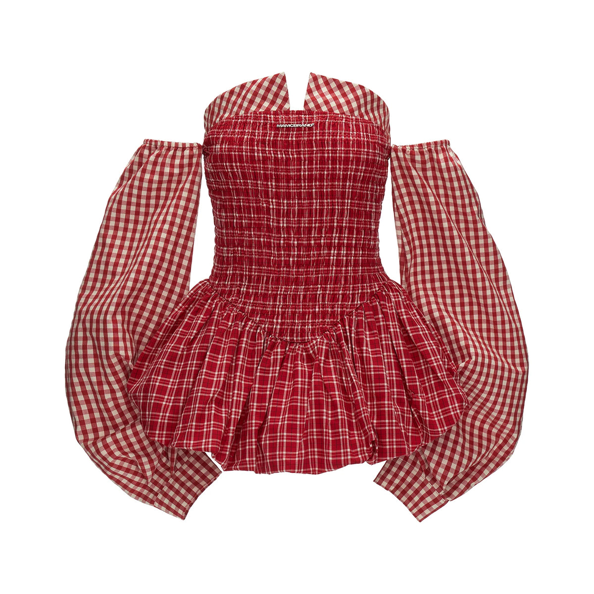 MAMC Striped Shirred Strapless Bubble Dress