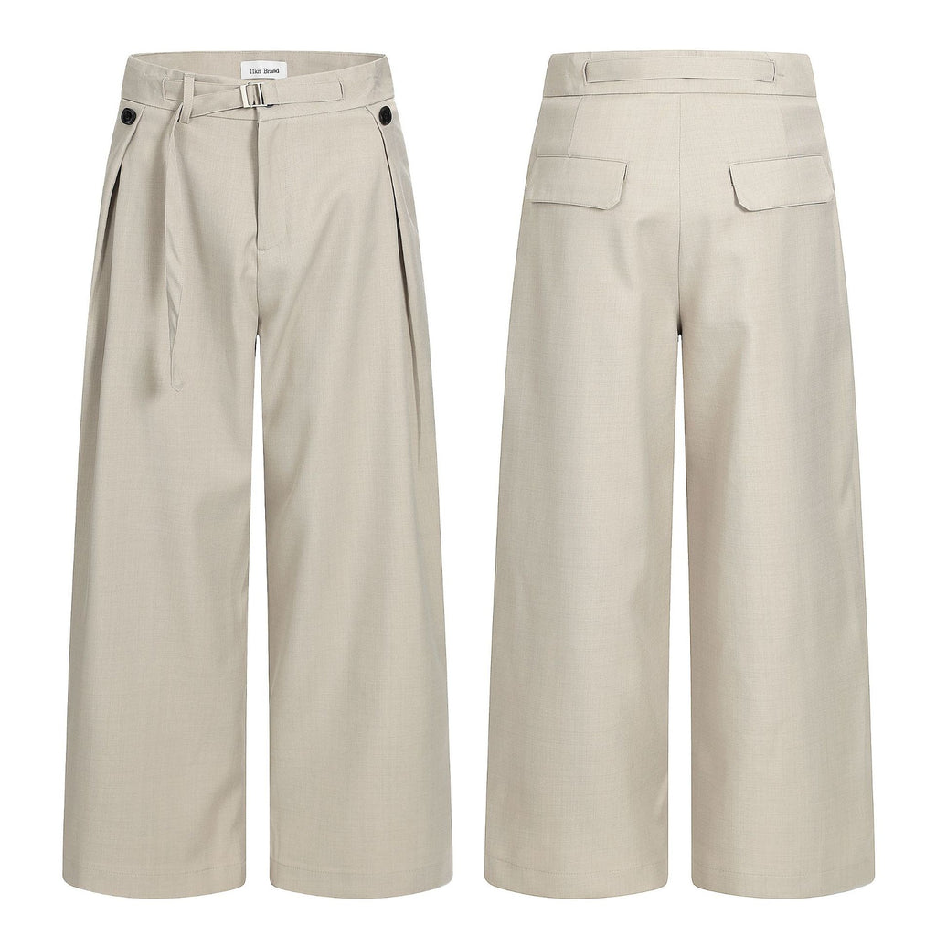11KN Double Pleat High-Waist Wide-Leg Trousers