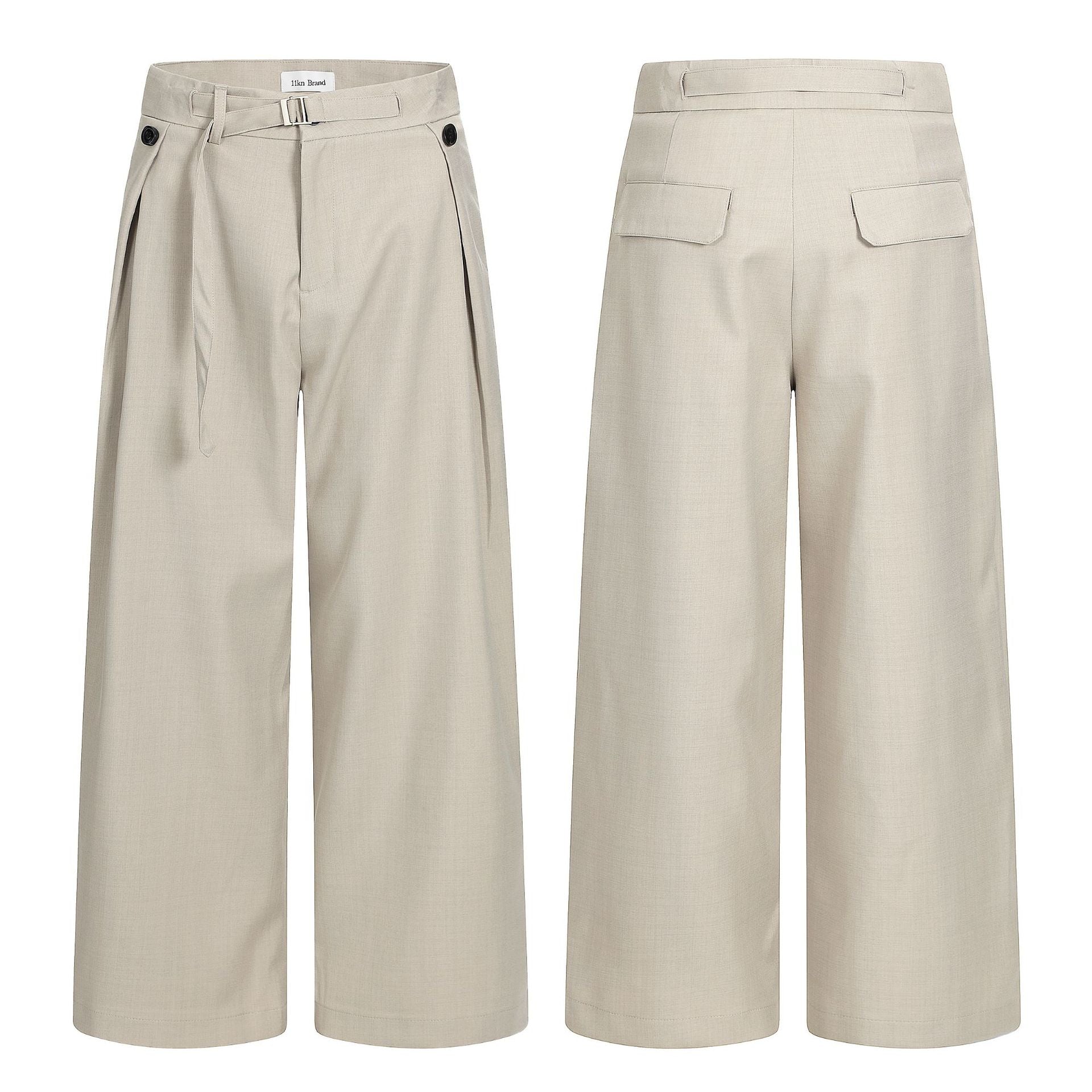 11KN Double Pleat High-Waist Wide-Leg Trousers