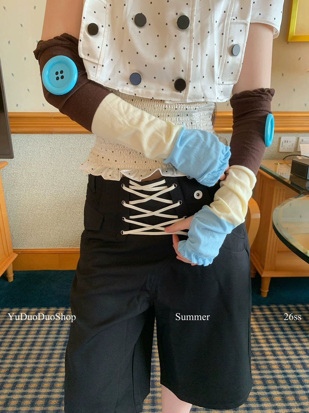 YuDuoDuo Dopamine Color-Block UPF + Fingerless Arm Warmers