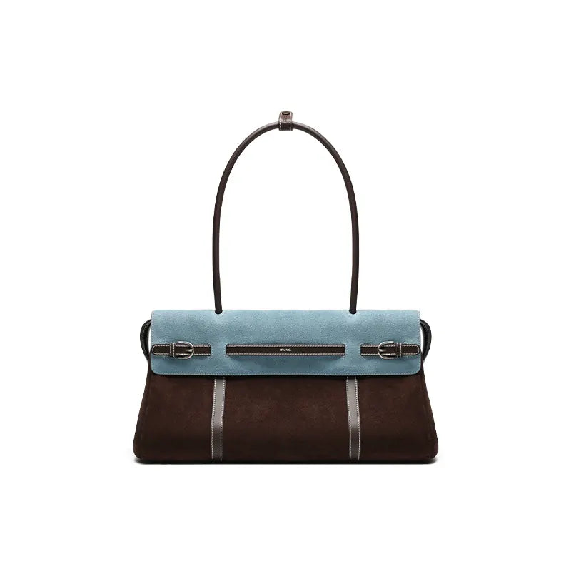 muva. Leather Color-Block Zip-Top Shoulder Bag