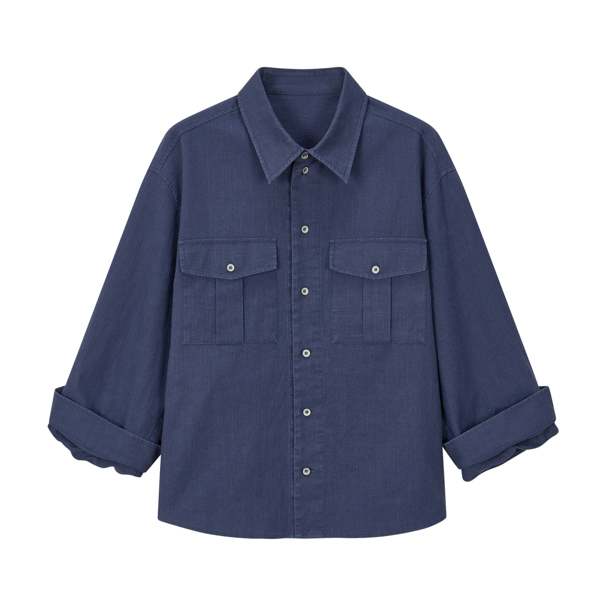 VLABMADE Linen Safari Pocket Rolled-Sleeve Shirt
