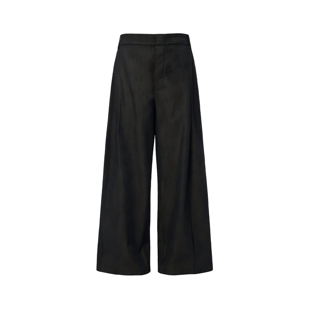 JCAESAR WOMEN Pleated Raw Denim Low-Rise Wide-Leg Jeans