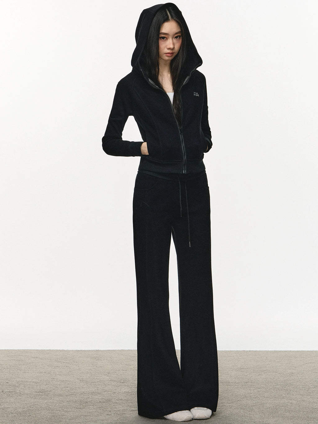 Anna Aneae Hooded Short Sweater Sports Two-piece Set