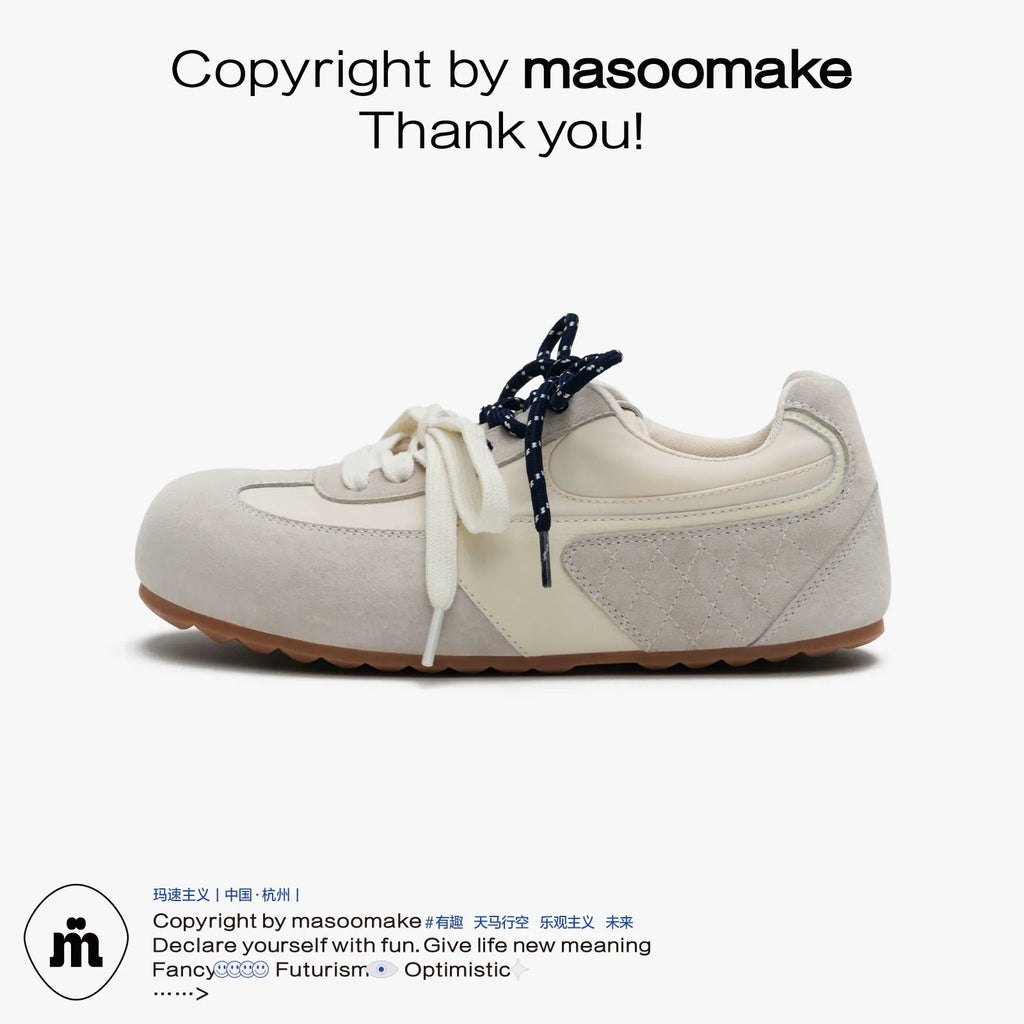 MASOOMAKE Suede Lace-Up Round-Toe Training Sneaker