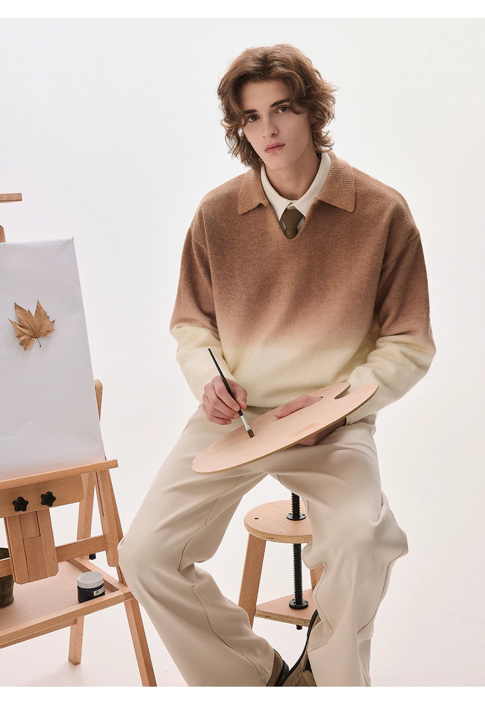 CHOR V Neck Lazy Style Casual Knitted Sweater