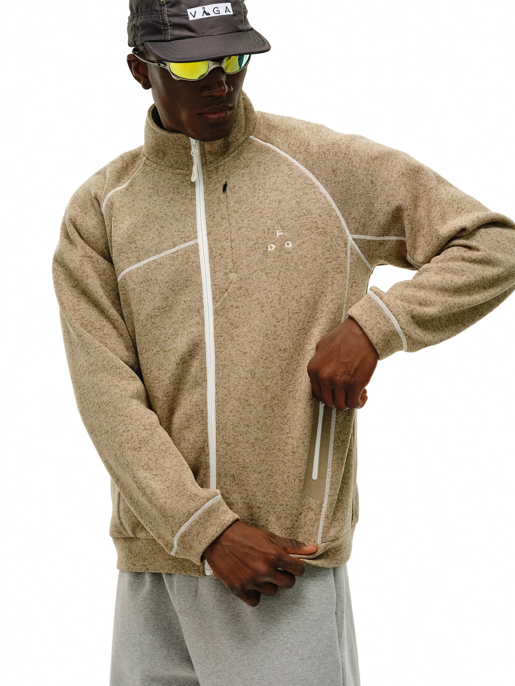 FPA Yarn Rubber-pressed Pocket Cardigan Jacket