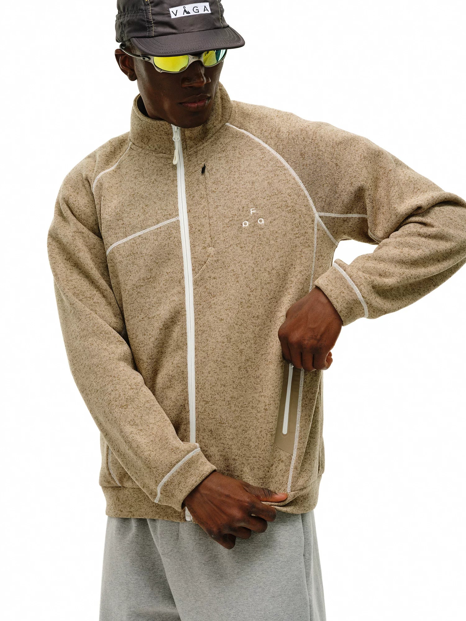 FPA Yarn Rubber-pressed Pocket Cardigan Jacket