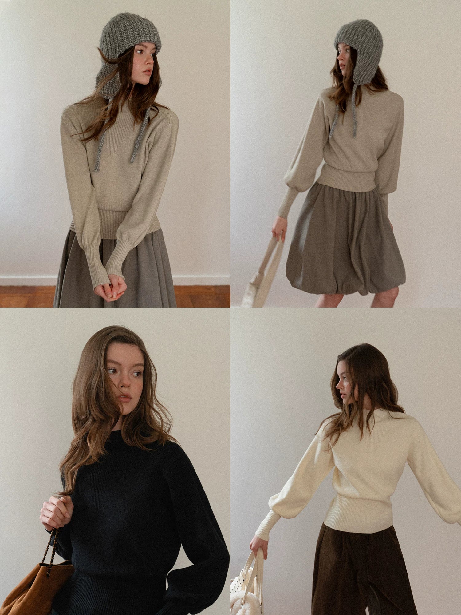 EGGKA Semi-turtleneck Slim-fit Thickened Knitted Sweater