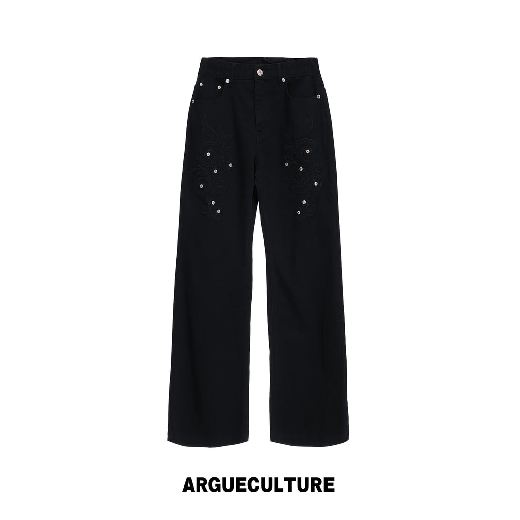 ArguE CulturE Eternal Flower Embroidered Mid-Rise Straight-Leg Jeans