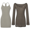 IMONE Striped Lace Suspender Dress Set