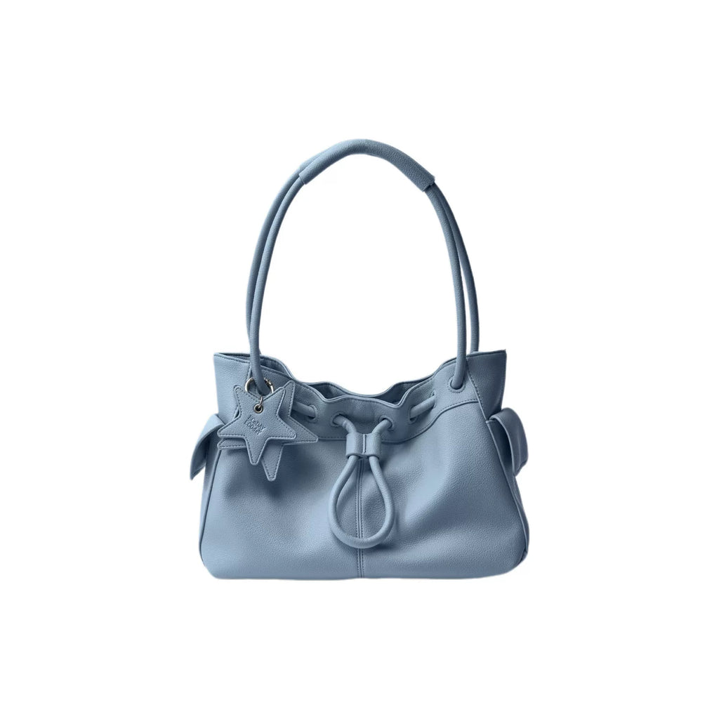 ECODAY Pebble Grain Faux Leather Drawstring Boston Bag