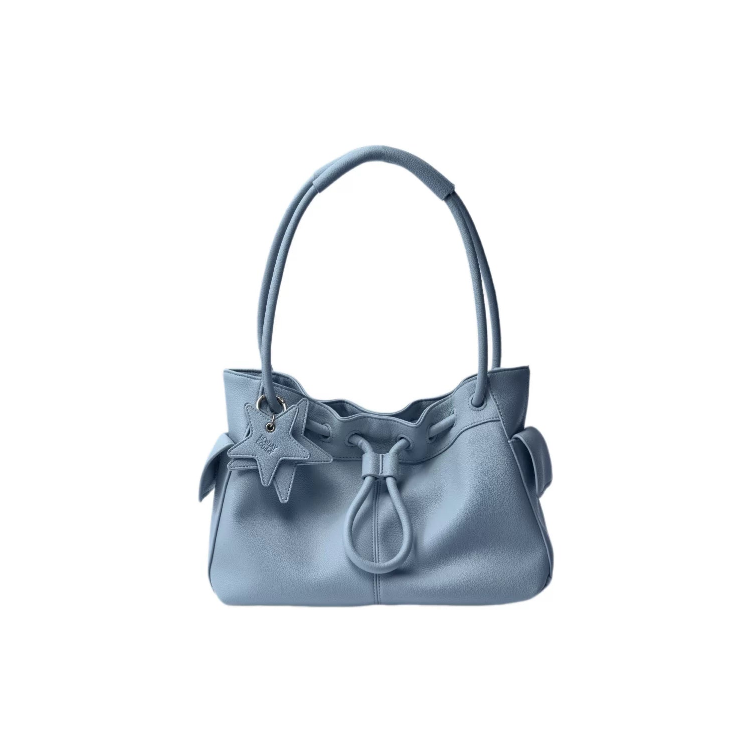 ECODAY Pebble Grain Faux Leather Drawstring Boston Bag