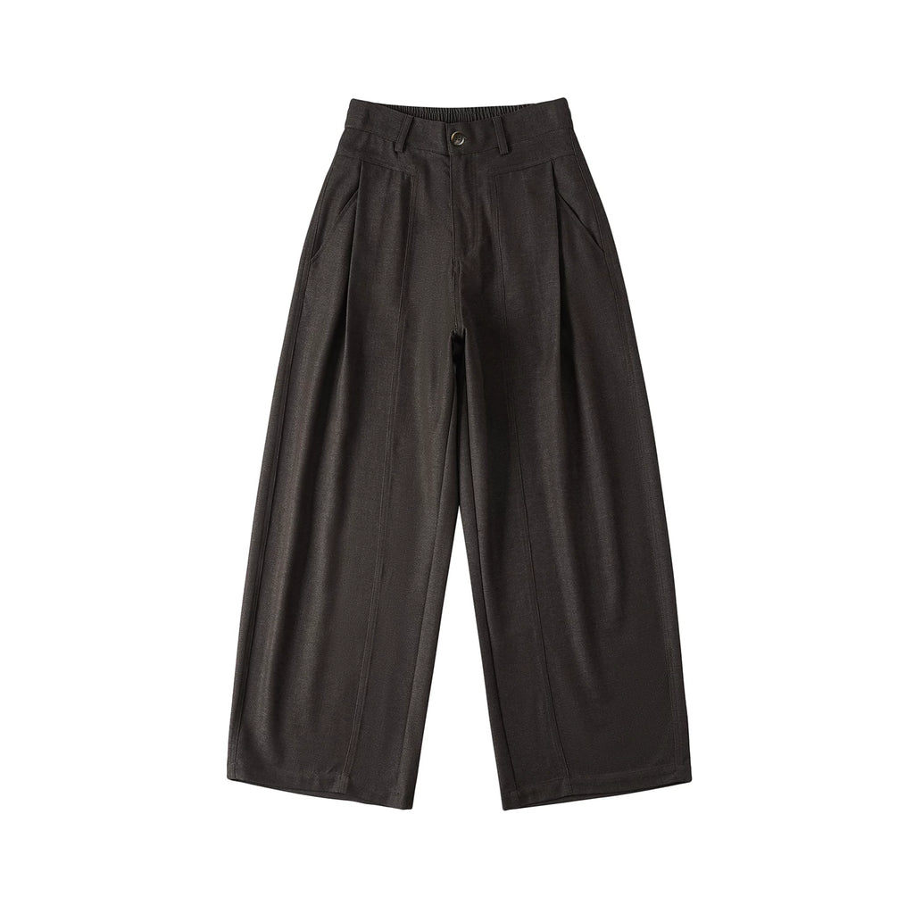 LR Single Pleated Diagonal Pocket Elegant Casual Trousers