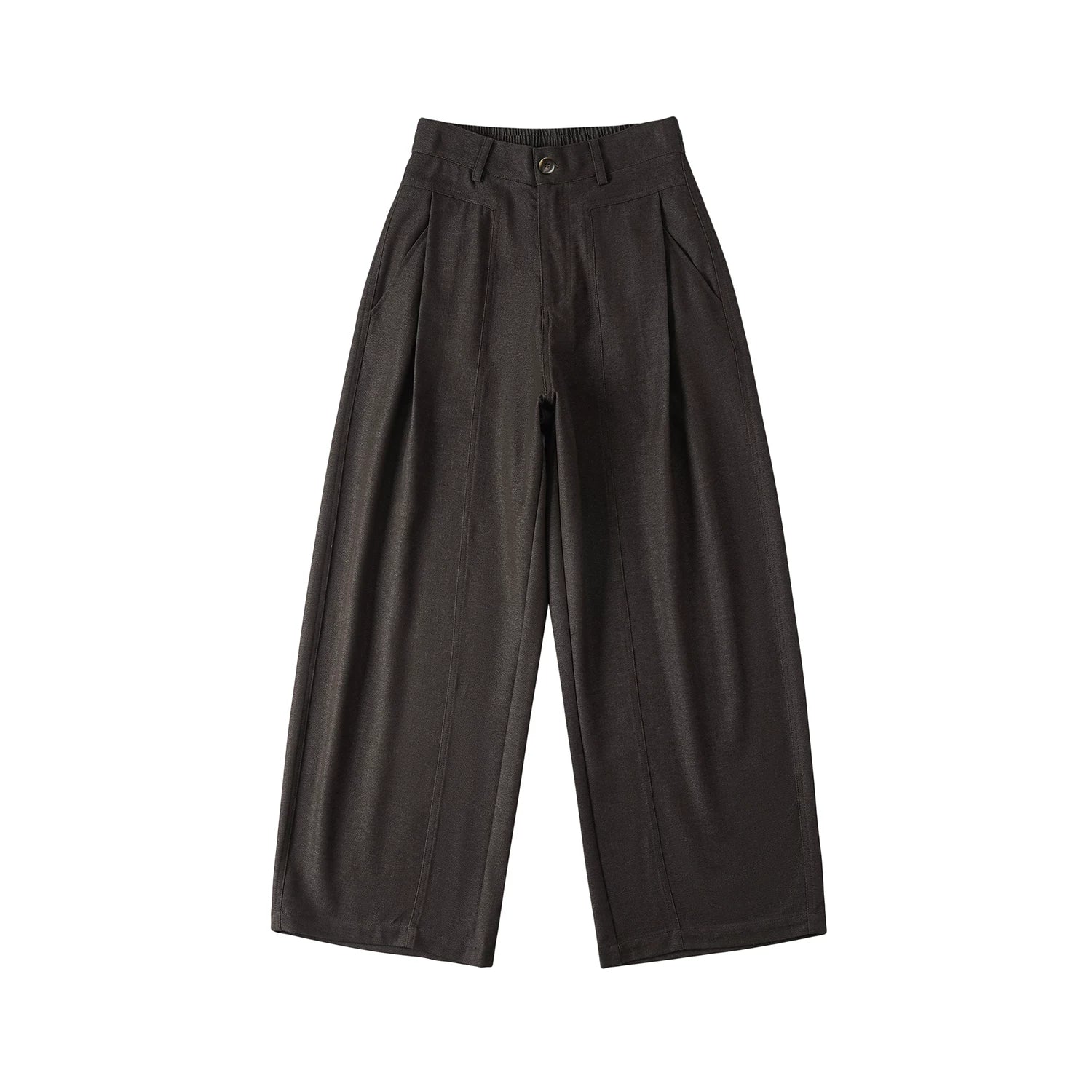 LR Single Pleated Diagonal Pocket Elegant Casual Trousers